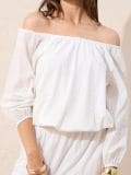 Pamučna bluza spuštenih ramena - krem - SINSAY - small1