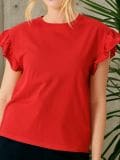 Pamučna bluza s volanima - crveno - SINSAY - small1