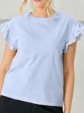 Pamučna bluza s volanima - plava - SINSAY - small1
