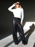 Kalhoty širokého střihu z imitace kůže - černá - SINSAY - small3