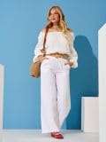 Pamučna bluza s puf rukavima - bijelo - SINSAY - small2