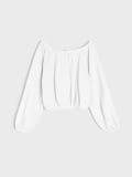 Pamučna bluza s puf rukavima - bijelo - SINSAY - small4