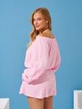 Pamučna bluza s puf rukavima - roze - SINSAY - small3