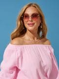 Pamučna bluza s puf rukavima - roze - SINSAY - small5