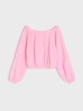 Pamučna bluza s puf rukavima - roze - SINSAY - small4