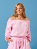Pamučna bluza s puf rukavima - roze - SINSAY - small1