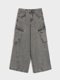 Wide leg farmerke - svetlo siva - SINSAY - small2