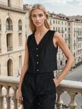 Vestă cu vâscoză - negru - SINSAY - small1