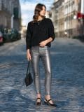 Kavbojke high waist skinny - srebrna - SINSAY - small1