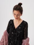 Kopertowa sukienka w kwiaty - czarny - SINSAY - small1