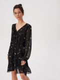 Kopertowa sukienka w kwiaty - czarny - SINSAY - small4