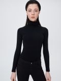 Bluză ajustată cu guler tip helancă - negru - SINSAY - small1