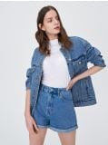 Jeansowe szorty mom fit - niebieski - SINSAY - small1