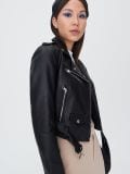 Geacă biker cu centură - negru - SINSAY - small3