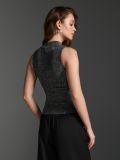 T-shirt with decorative neckline - silver - SINSAY - small4
