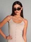 Rebrasta midi obleka - bež - SINSAY - small6