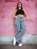 Blugi cu buzunare cargo - albastru - SINSAY - small1