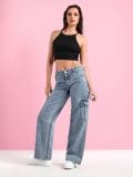Blugi cu buzunare cargo - albastru - SINSAY - small6