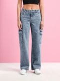 Blugi cu buzunare cargo - albastru - SINSAY - small3