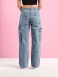 Blugi cu buzunare cargo - albastru - SINSAY - small4