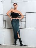 Farmerka suknja - zeleno - SINSAY - small3