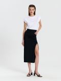 Spódnica midi z rozcięciem - czarny - SINSAY - small1