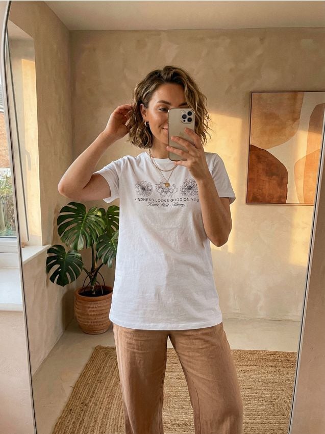 Sinsay - Tricou din bumbac cu inscripție - alb