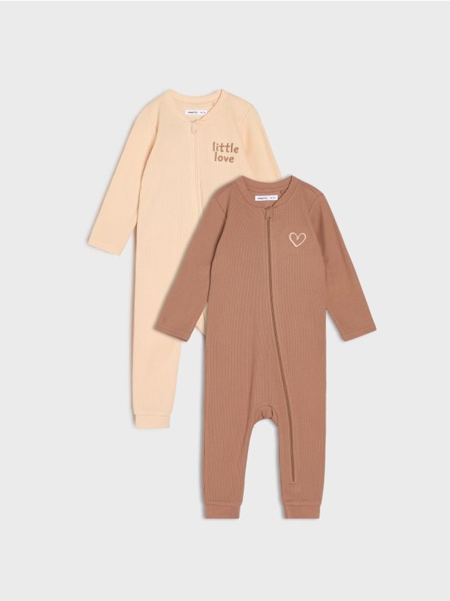 Sinsay - Súprava 2 bavlnených overalov - krémová