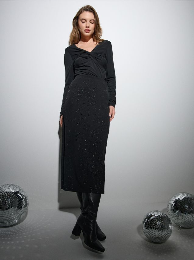 Sinsay - Midisukňa - čierna