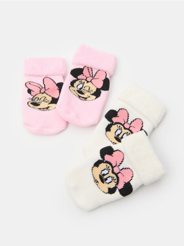 Sinsay - Súprava 2 párov protišmykových ponožiek Minnie Mouse - pastelová ružová