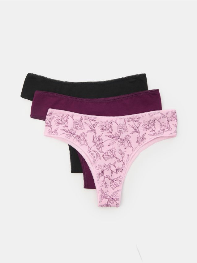 Sinsay - Set de 3 perechi de chiloți cu croială braziliană - multicolor