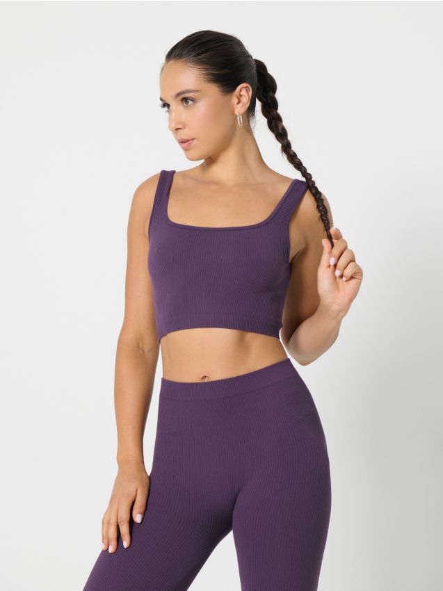 Sinsay - Top sportiv - violet-închis