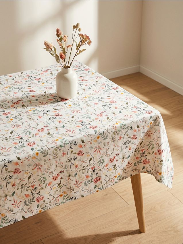 Sinsay - Față de masă cu motiv vegetal - crem