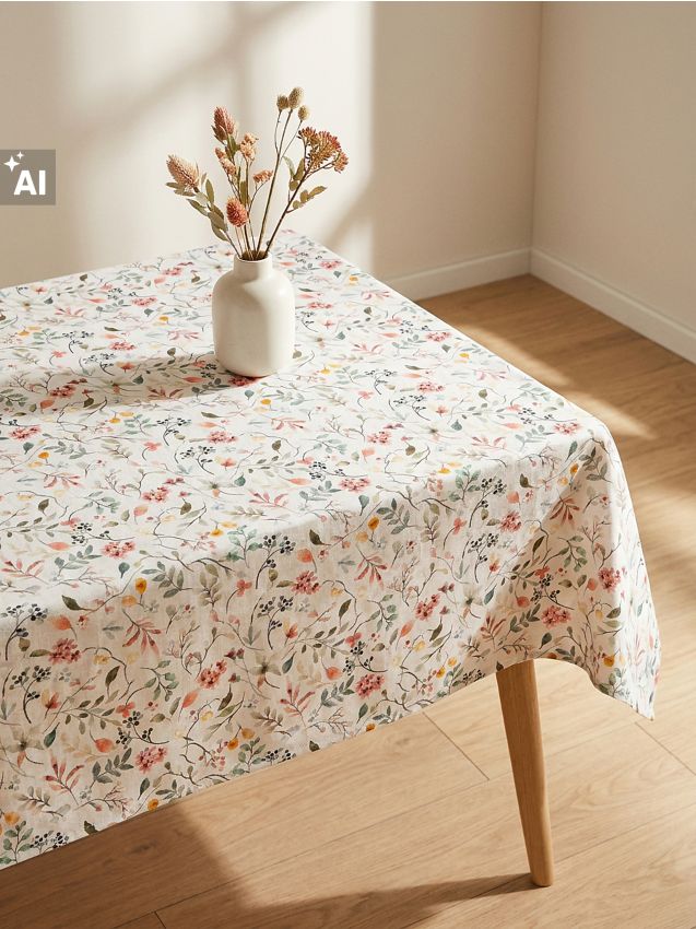 Sinsay - Față de masă cu motiv vegetal - crem