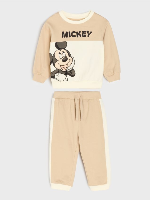 Sinsay - Set din bumbac: bluză și pantaloni Mickey Mouse - bej