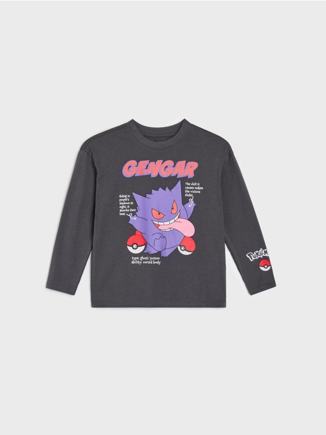 Sinsay - Tricou din bumbac cu imprimeu Pokémon - gri-închis