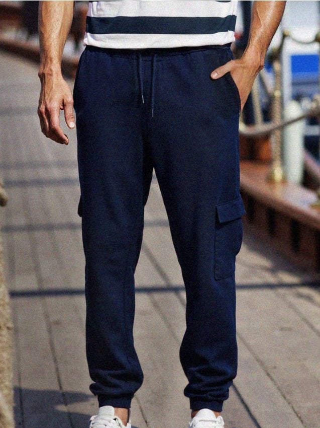 Sinsay - Spodnie jogger cargo - granatowy