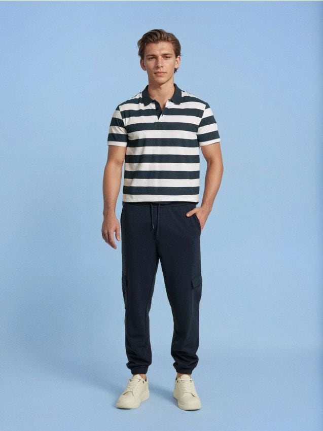 Sinsay - Cargo jogger nohavice - tmavomodrá