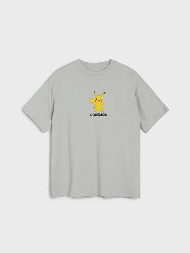 Sinsay - Tricou din bumbac cu imprimeu Pokemon - gri deschis