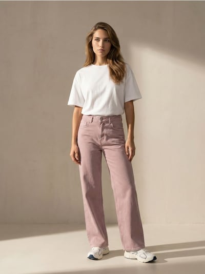 Comfort wide leg kavbojke s srednjim pasom