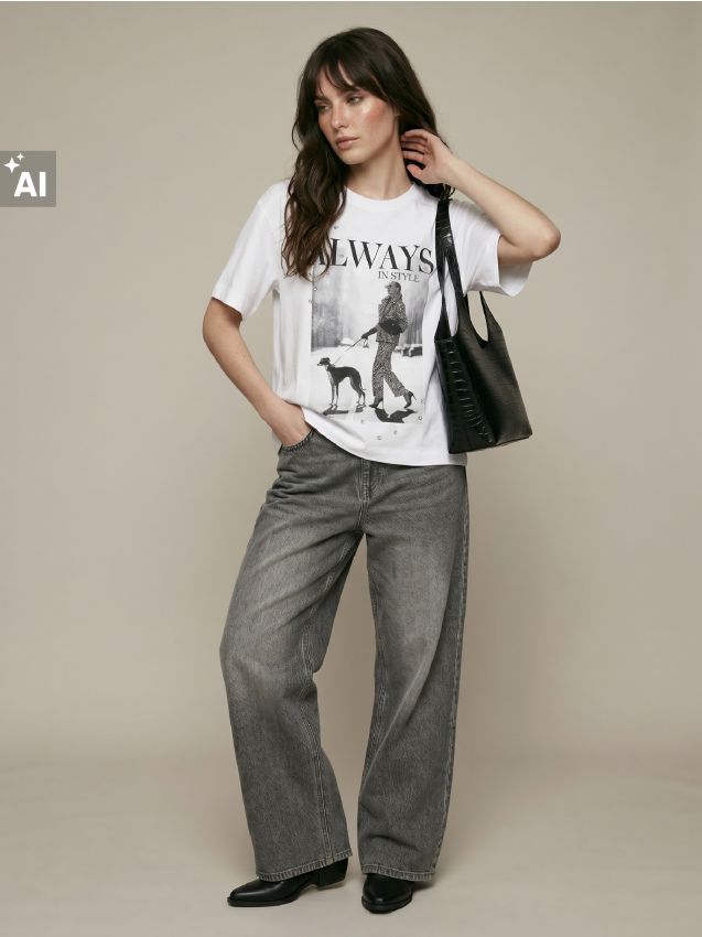 Sinsay - Blugi wide leg comfort cu talie medie - gri