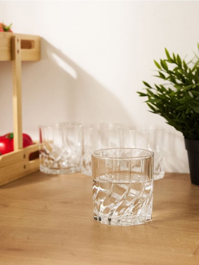 Sinsay - Set de pahare cu model în relief 4 pack - clear