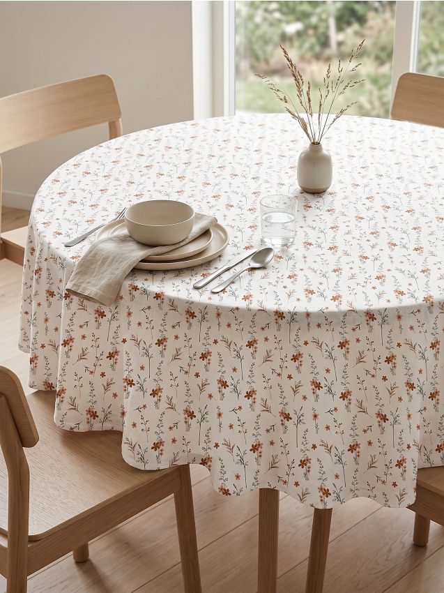 Sinsay - Față de masă rotundă cu motiv floral - brun-auriu