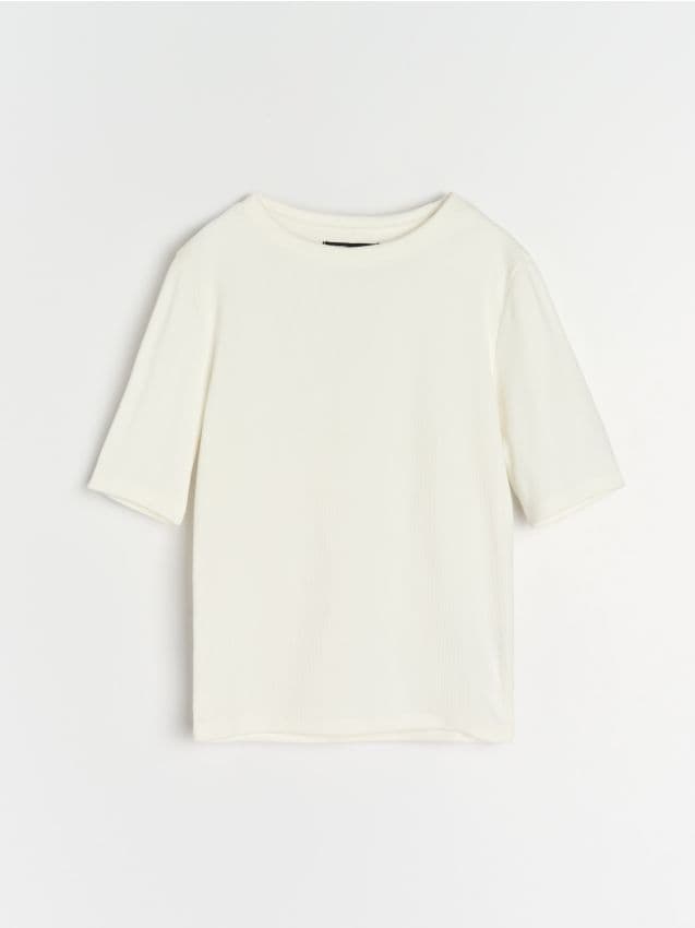 Sinsay - Tricou cu mânecă scurtă - crem