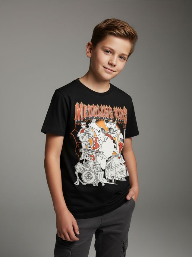 Sinsay - Bavlnená košeľa s potlačou Scooby-Doo - čierna