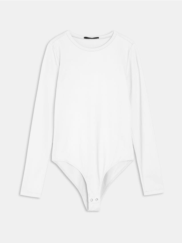 Sinsay - Body s dlhými rukávmi - krémová