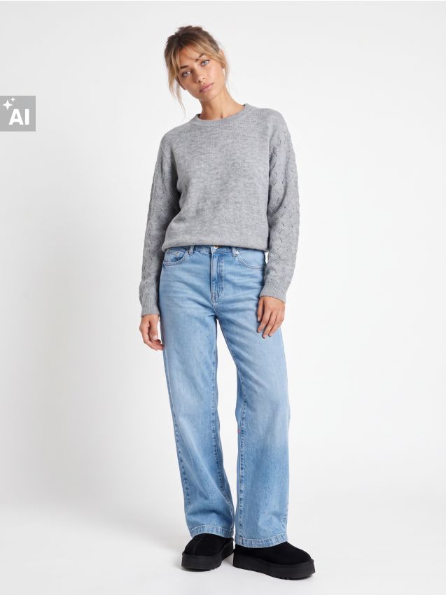 Sinsay - Blugi baggy - albastru