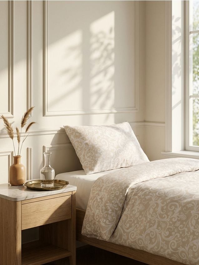 Set di biancheria da letto con motivo - beige
