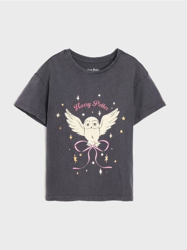 Sinsay - Tricou din bumbac cu imprimeu Harry Potter - gri-închis