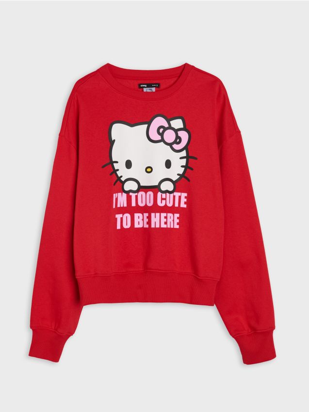 Sinsay - Bluza crewneck z nadrukiem Hello Kitty - czerwony